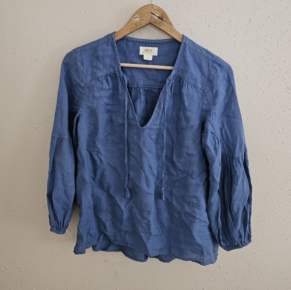 Anthropologie Mauve Blue Bubble Long Sleeve Top